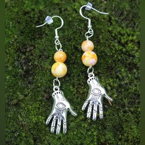 🥳SALE🥳🤚 Silver psychic hand reader dangles